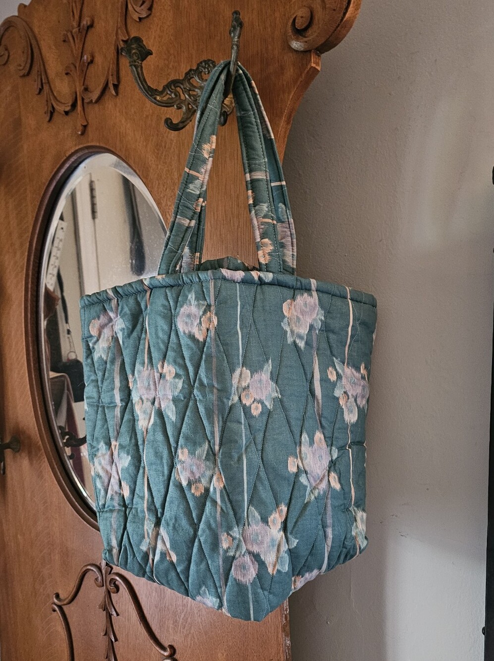 Vintage Ellen Originals Quilted Floral Tote Bag Made in USA Boho